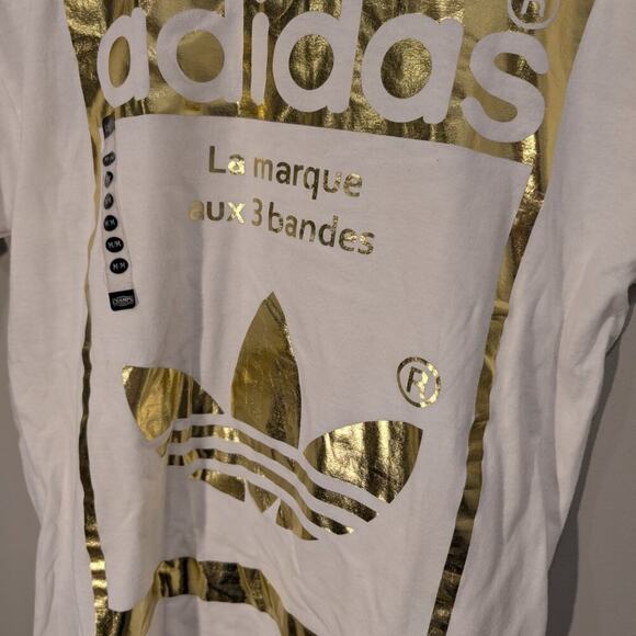Adidas ADI SuperStar OG White/Gold Metallic T-Shirt Authentic Classic - Size M - Picture 3 of 5